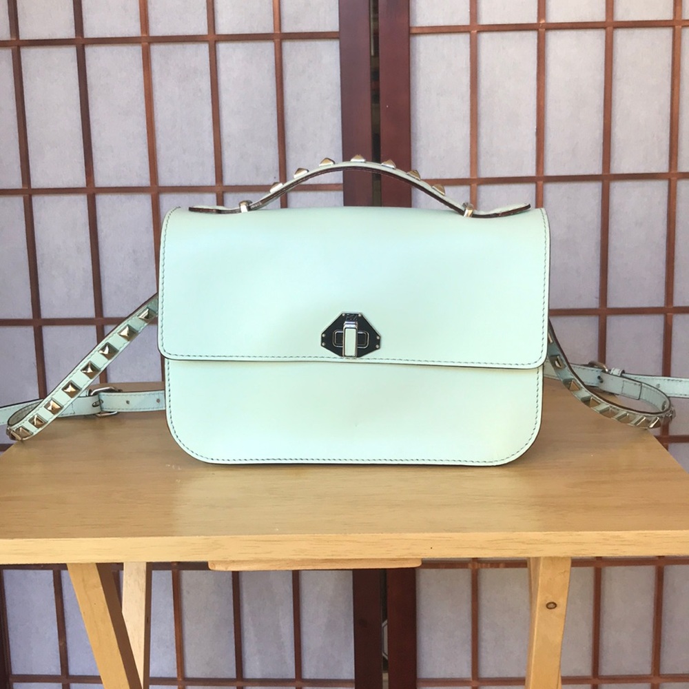 EUC Rebecca Minkoff Mint Studded Hudson Bag